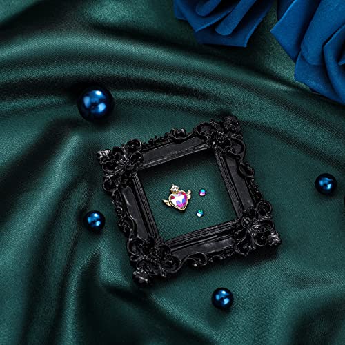 Vicenpal 15 Pcs Vintage Mini Picture Frames Baroque Antique Small Resin Jewelry Display Table Frame for Christmas DIY Photo Holiday Party Decoration (Black,Gold,Silver) - color: Black, Gold, Silver