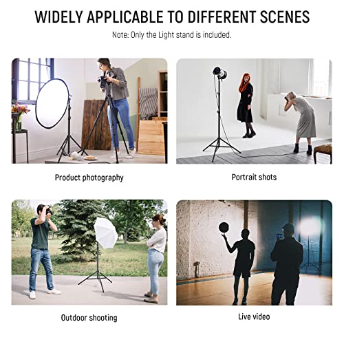 NEEWER Photography Light Stand 2.85-6.6ft/87-200cm, Spring Loaded Aluminum Tripod Stand with ø28mm Thicker Tube Diameter for Ring Light/LED Light/Strobe Flash/Softbox, Max Load 22lbs, ST-200 - size: 200cm