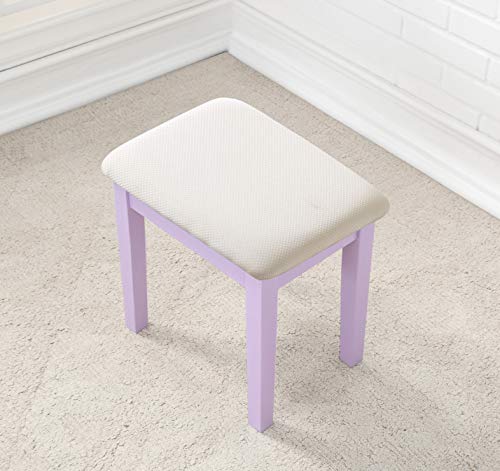 Roundhill Furniture Moniys Wood Moniya Makeup Vanity Table and Stool Set, Purple - color: Purple