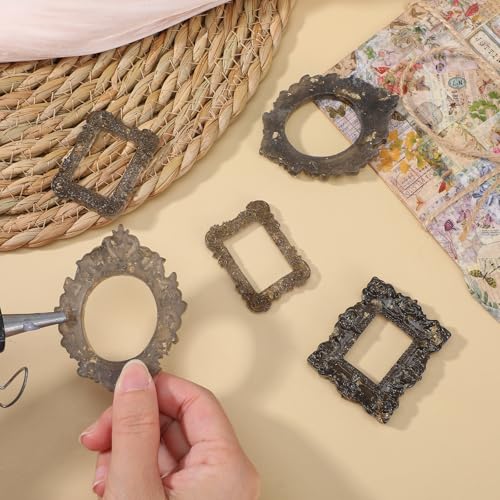 5 Pcs Miniature Picture Frames Vintage Dollhouse Photo Frames with Carved Black Edges for Wall Hanging Desktop Display Jewelry Showcase Miniature Props for Dollhouse Model Train Garden - color: Black