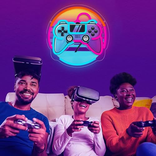 Gamer Neon Sign, Gaming Neon Sign for Gamer Room Decor Game LED Lights for Bedroom Wall Decor Gamepad Dimmable Neon Gaming Sign for Party Decorations Teen Boys Gift USB Powered(12.6"*12.6") - style: Gamepad