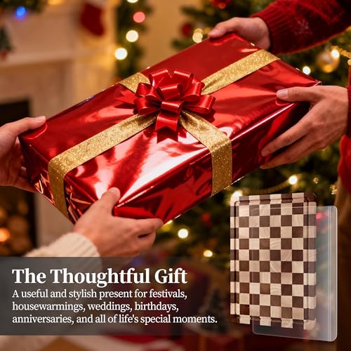 Checkered Cutting Board and Acrylic Cutting Board Set, 2 PCS Cutting Boards for Kitchen, Checkerboard Solid Wood End Grain Chopping Board with Juice Groove & Acrylic Cooking Board with Counter Lip - style: Acrylic board +Checkerboard