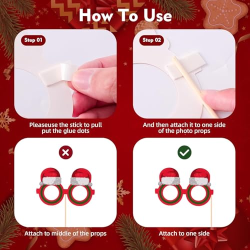 Garma 37pcs Christmas Photo Booth Props, Christmas Party Favors & Supplies Holiday Decorations for Kids Adults Xmas Birthday Party Gifts Accessories
