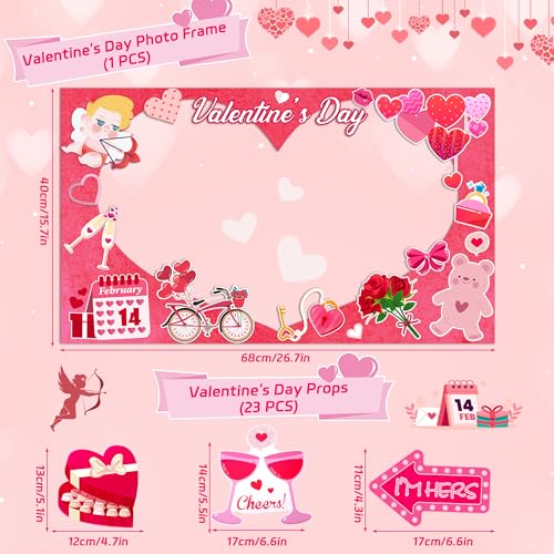 Konsait 23 PCS Valentines Day Props Valentines Photo Frame Valentines Day Decor Valentines Props Include Love, Cupid's Arrow Sweet Valentine Photo Booth Props Party Decorations