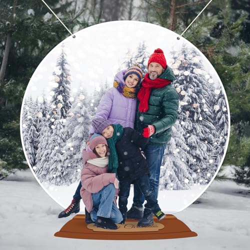 7x6ft Snow Globe Backdrop Winter Snowy Scene Backdrop Glitter Winter Forest Photography Background Large Fabric Snow Globe Banner Christmas Party Decorations for Xmas Holiday Party Decor Photo Props
