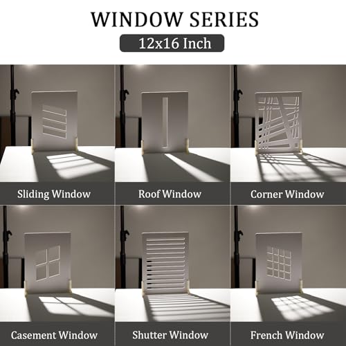 6PCS Product Photography Props, Shadow Backdrop Boards for Food Jewelry Flat Lay Table Top Photoshoot Window Series, 12x16 Inch, MDAOCRY