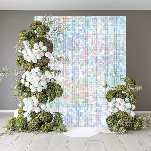 Rainbow Silver Shimmer Wall Backdrop 6FTx4FT Sequin Photo Backdrop Sparkly Backgrounds for Wedding Birthday Baby Shower Disco Stage Balloon Decorations - color: Rainbow Silver, size: 6ftx4ft