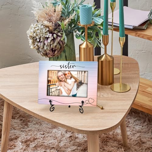 Sisters Picture Frame, Frame Gifts For Women Family Friend, Sister Gifts For Birthday Christmas Keepsake, 4x6 Photo Frame for Tabletop Display Desk Decor (Blue pink gradient) - color: Frame07