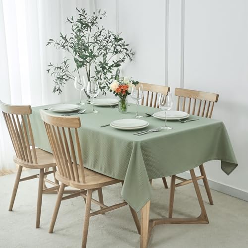 maxmill Square Tablecloth Weaved Texture Stain Resistant Waterproof Wrinkle Free Washable Soft Table Cloth, Decorative Fabric Table Cover for Dining Room Dinner Parties, 52 x 52 Inch, Sage Green - color: Sage Green, size: 52" x 52" (Square)