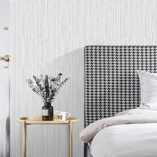 Beige Grey Grasscloth Peel and Stick Wallpaper 15.74" x 196.85" Boho Grass Cloth Contact Paper Linen Wallpaper Self-Adhesive Waterproof Vinyl Rolls - color: Beige Grey, size: 15.7" x 196.9"