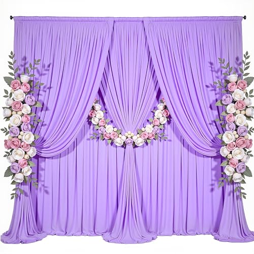 10x10ft Purple Backdrop Curtain for Parties Lavender Wrinkle Free Fabric Backdrop Curtain Wedding Photo Backdrop Drapes for Girls Baby Shower Bridal Shower Photography Lilac Back Drop 2 Panels 5x10FT - color: Lavender, size: 10 ft X 10 ft(2 Panels 5ft X 1