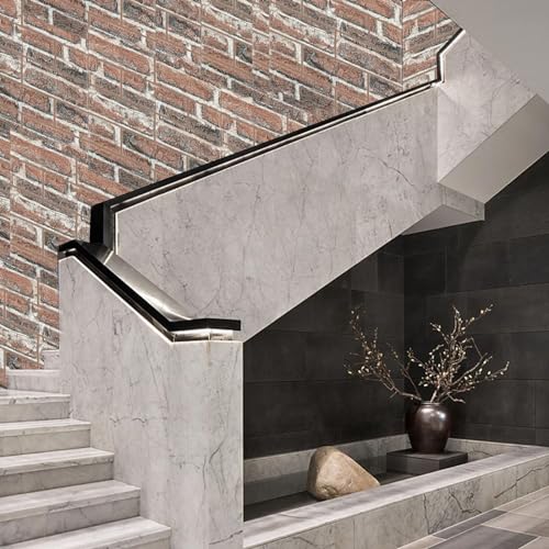 3D Wall Panels Peel and Stick in Red White Stone, 10 PCS XPE Foam Stone 3D Wallpaper, Faux Brick Wall Panels for Bedroom, Stairs, Kitchen - color: Red Brick, size: 10PCS