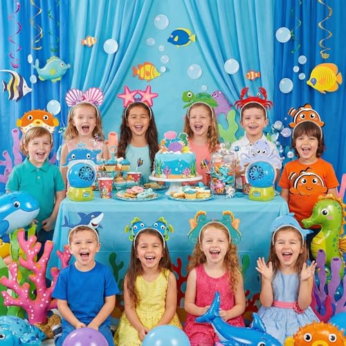 Blosssound 12 Pcs Sea Animal Headbands Ocean Party Favor Gift Under The Sea Paper Headand Ocean Animals Headwear for Beach Summer Costume Accessories Birthday Photo Prop Decoration Supplies - style: Sea Animal