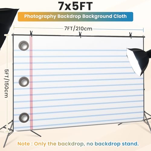 5x7ft Photography Backdrop School Backdrop Notebook Paper Welcome First Day Composition Classroom Photo Backdrop Photography Background for Photoshoot Portrait Video Party Photo Studio Prop Booth - color: Color8