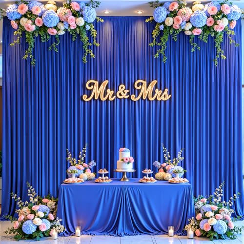 10x10ft Royal Blue Backdrop Curtain for Wedding Parties Wrinkle Free Fabric Royal Blue Drapes Backdrop Decoration for Baby Shower Birthday Photography Decoration 2 Panels, 5ft x 10ft - color: Royal Blue, size: 5ft x 10ft x 2 panels