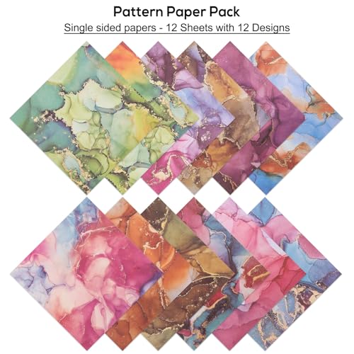 12 Sheets Scrapbook Paper Pads, 12 Designs 6"x6" Single Sides Patterned CardStock Papers, 160gsm Decorative Background Craft Paper, Scrapbooking Pad for Card Making DIY Projects(Marble) - color: Marble