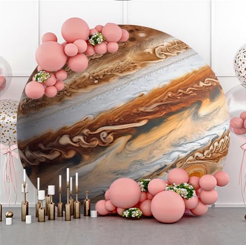 Diameter 3ft Solar System Jupiter Round Backdrop Cover Cosmic Travel Themed Photography Background Galaxy Planet Backgrounds for Kids Birthday Party Decor Adults Portrait Photo Booth Props - color: Jupiter, size: 3x3ft-polyester
