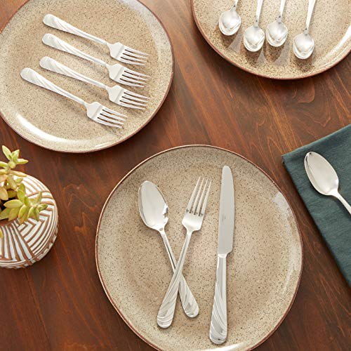 Mikasa 5118046 Swirl 20-Piece 18/10 Stainless Steel Flatware Set, Service for 4 - size: 20-Piece Flatware Set, Service for 4, style: Swirl