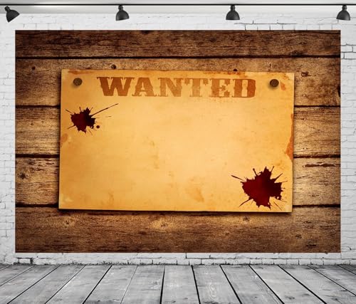 15x8ft Fabric Western Wanted Backdrop Old Wanted Paper Textures Background Wanted by Police Murder Mystery Party Decorations Cowboy Photo Studio Props - size: 15x8FT