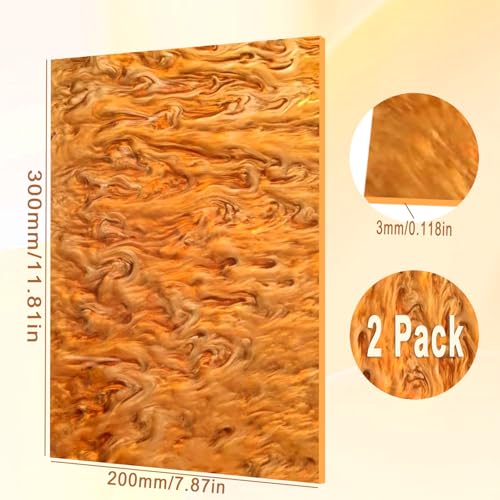 2 Pack12x8 Inch Pearl Cast Acrylic Sheets for CO2 Laser Cutting and Engraving Patterned Acrylic Plastic Sheets 1/8 Thick for DIY Crafts, Home Decor, Art Design (2, Brown, 12x8 Inch) - color: Brown, size: 12x8 Inch