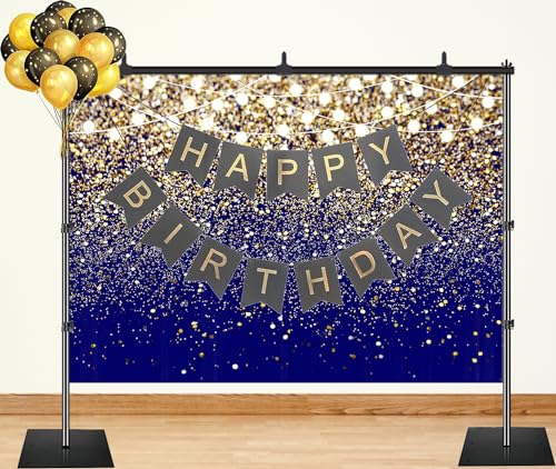 10x8ft Royal Blue Backdrop for Party Graduation Photo Backdrop Birthday Wedding Prom Decorations F136 - color: Gold, size: 10X8FT