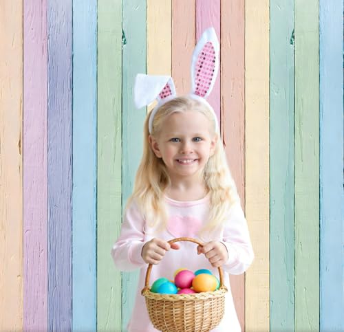 Colorful Wood Easter Backdrop 6x8FT Easter Pastel Rustic Texture Photography Background Spring Theme Party Backdrop Kids Adult Baby Shower Birthday Party Decorations Photo Props (72x96 inch) - size: 6x8FT: 72x96 inch
