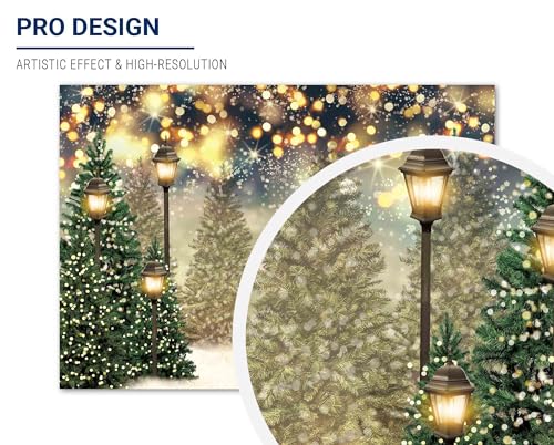 Allenjoy 7x5ft Winter Forest Landscape Photography Backdrop Glitter Spot Xmas Green Pine Trees Snowy Wonderland Background for Christmas New Year Party Decor Banner Portrait Photo Booth Props