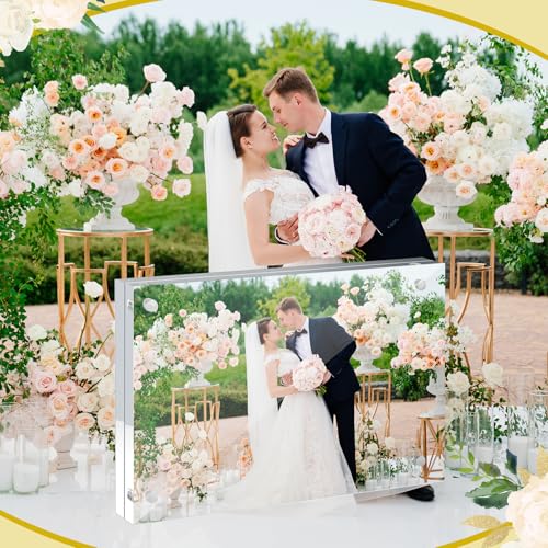 12 Pack 4X6in Acrylic Picture Frame, Clear Picture Frames Double Sided Magnetic Freestanding Photo Block Frame Desktop Display Floating Frameless Acrylic Frame Stand - size: 4X6