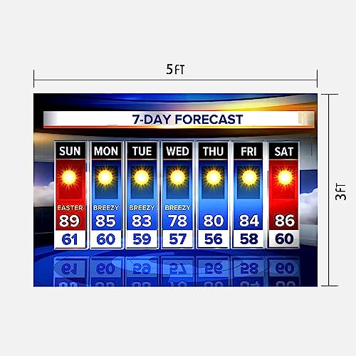 Weather Forecast Backdrop 5x3ft Seven-Day Broadcast Sunny Day Photo Background Business Study Portrait Studio Prop Wallpaper BJMYLU397 - size: vinyl-5x3ft