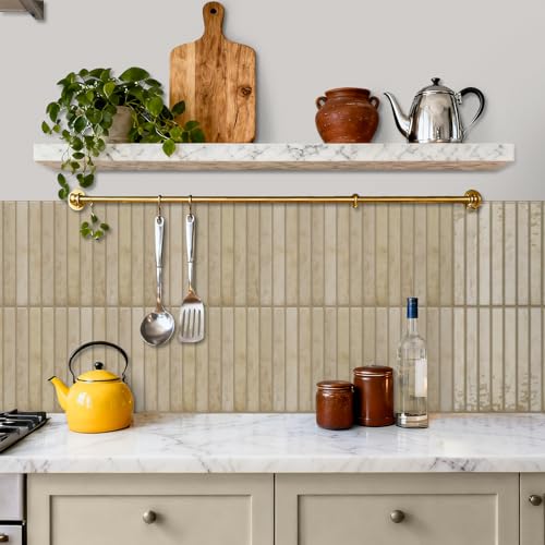 VICCI 20-Sheet Subway Tile Stickers, Warm Brown 3D Textured Marble Peel and Stick Backsplash 4.72x9.68 Inch, Waterproof No-Grout - color: Warm Brown