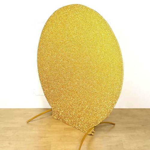 Efavormart Shiny Gold 7.5ft Metallic Spandex Round Arch Cover, Double Sided Fitted Backdrop Sleeve for Royal Wedding, Graduation & Celebration - color: Gold, size: Round