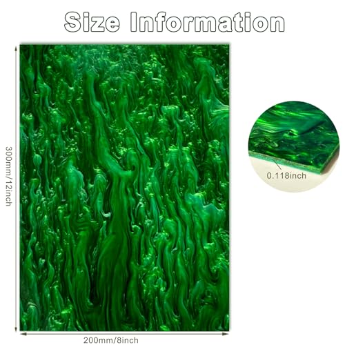 2 Pack12x8 Inch Pearl Cast Acrylic Sheets for CO2 Laser Cutting and Engraving Patterned Acrylic Plastic Sheets 1/8 Thick for DIY Crafts, Home Decor, Art Design (12x8 Inch,Emerald, 2) - color: Emerald, size: 12x8 Inch