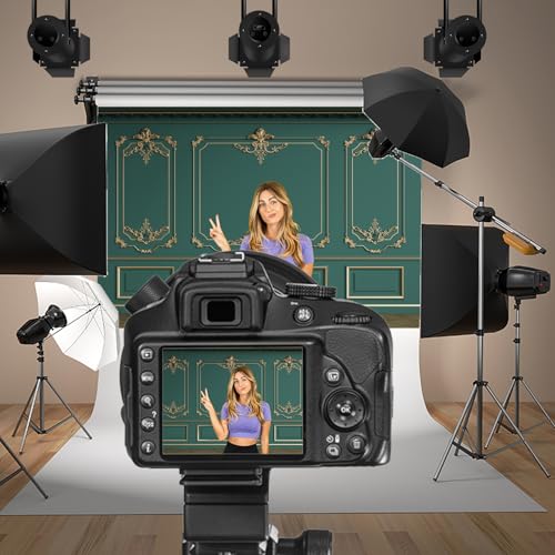 8x6.5ft Green Royal Wall Backdrop for Photography Retro European Style Ancient Palace Wall Background Wedding Ceremony Graduation Baby Shower Kids Adults Portrait Studio Prop - color: green, size: 8x6.5ft
