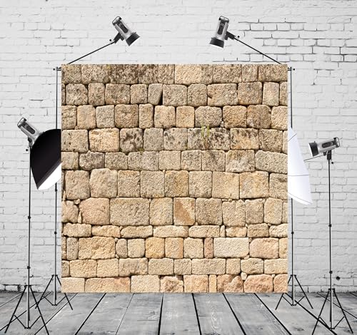BELECO 8x8ft Fabric Vintage Brick Stone Wall Backdrop for Photography & Party Decorations - size: 8x8FT