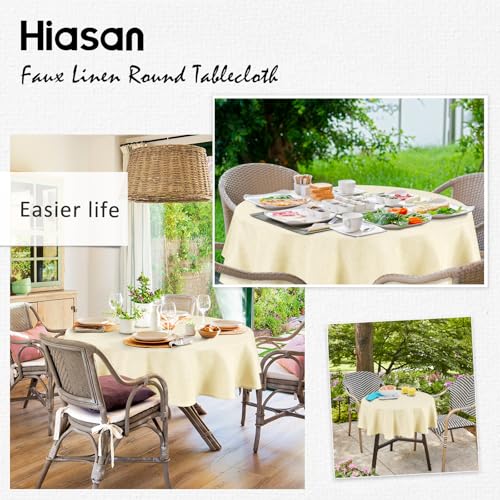 Hiasan Round Tablecloth 30 Inch Linen - Wrinkle and Stain Resistant Washable Polyester Fabric Table Cloth for Dining Room Kitchen Party, Champagne - color: Champagne, size: 30" (Round)