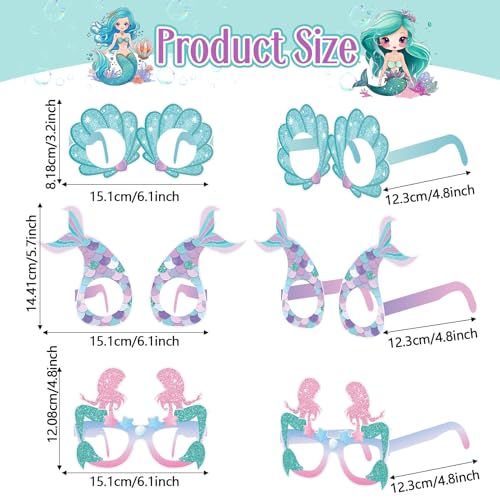 Mermaid Party Decoration Paper Glasses Under the Sea Photo Booth Props for Summer Birthday Shower Favors