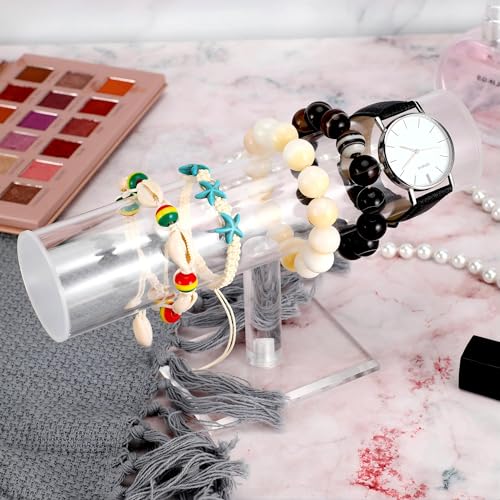 Maitys Hovering Acrylic Bracelet Display Stand T Bar Jewelry Holder Watch Bangle Organizer for Necklace Pendants Anklet Home(Clear)