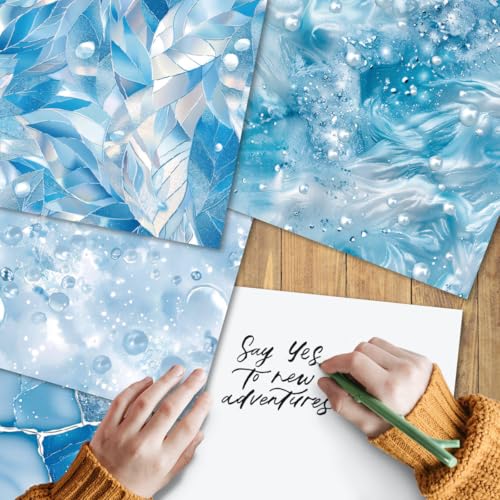 Scrapbook Paper Pad 6x6,Watercolored Blue Single-Sided Decopodge Scrapbooking DIY Decorative Background Cardmaking Supplies,Junk Journal Craft Paper - color: Sea Water Blue