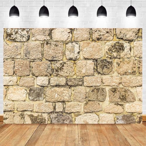 Vintage Stone Wall Backdrop 7x5FT Ancient Rock Wall Textured Background for Photography Home Garden Wallpaper Party Decorations Banner