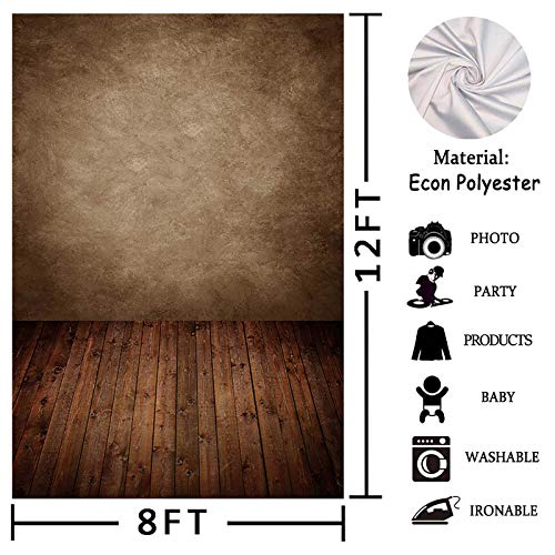 Allenjoy 8x12ft Soft Retro Abstract Brown Wall with Wood Floor Backdrop for Kids Photography Baby Newborn Cake Smash Photo Shoot Background Photographer Props - size: 8'x12'