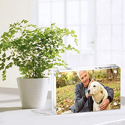 YestBuy 3x5 Acrylic Picture Frame,Clear Acrylic Photo Frames, Magnetic Picture Frames,Block Picture Frame For Desktop Display, Record Eternal Memory (3 Pack) - size: 3x5"