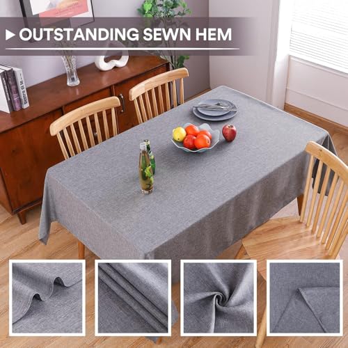 MikiUp Faux Linen Tablecloth - Slubby Textured Weaves Table Cloth for Square Tables, Wrinkle Free Washable Fabric Table Cover for Dining, Farmhouse Outside, Gray 60 x 60 Inch - color: L-gray, size: 60" x 60" (Square)