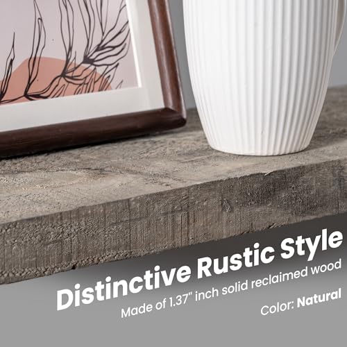 FLYJOE Floating Shelves | 8" Deep Rustic Reclaimed Barnwood Wall Hanging Shelves with Invisible Heavy-Duty Metal Bracket | Wall Mounted | Farmhouse Style | 36 inches, 2 PCs, Distressed Grey - color: Distressed Grey, size: 36inches-2P