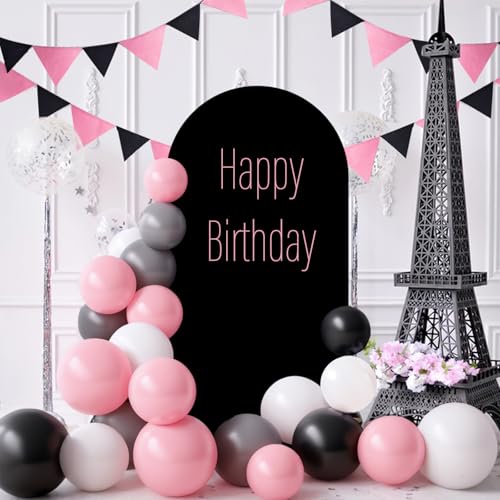 LEBENGURU Upgraded 6FT Open Arch Backdrop Cover, Black Spandex Fitted Round Top Wedding Arches, Double-Sided U-Shaped Arch Chiara Stand Covers for Birthday Party Baby Shower Banquet Balloon Décor - color: Black, size: 6FT