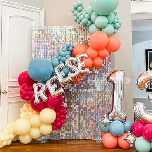 Shimmer Wall Backdrop Rainbow Silver Sequin Backdrop 12 Panels Sparkly Backdrop for Birthday Anniversary Wedding Engagement Decorations - color: Rainbow Silver, size: 3ftx4ft