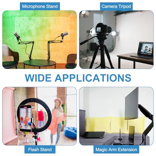 PATIKIL 1/4" Thread Tripod Adapter Holder 40mm Dia, 2Pcs Aluminum Alloy Flange Wall Mount Tripod Mount Plate with Self-Tapping Screw for Magic Arm Monitor Light Flash DSLR Camera