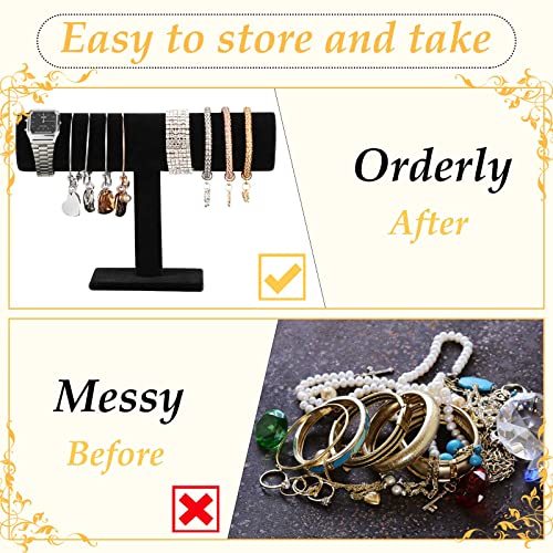 Batiyeer Set of 8 Bracelet Display Stand Bracelet Holder Display Jewelry T Bar Black Velvet Organizer Hovering Bangle Holder Jewelry Watch Stand for Vendors Selling Home Organization Storage