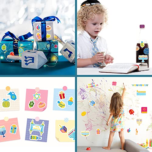 Joy Bang Hanukkah Stickers for Kids, 24 Sheets Happy Hanukkah Stickers Decorations for Gift Bags Cards Water Bottles Chanukah Party Favors Supplies Decor - style: Hanukkah