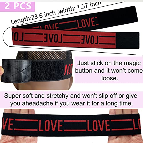 Elastic Wig Bands for Lace Front Wigs - Secure Grip, Lay Edges, Baby Hair Headband, Melting Edge Wrap Accessories for Women - color: RedLOVE, size: 1 Count (Pack of 4)