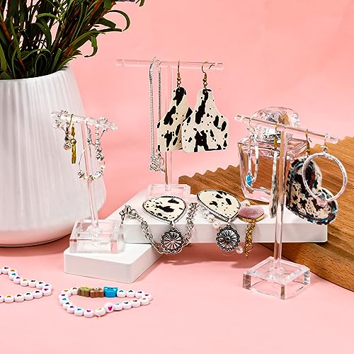 KALIONE 6 Pcs Acrylic Earrings Display Clear Earring Display Holder T Bar Earring Organizer Countertop Earring Hanger Stand Holder Tree Stand Earring Holder for Jewelry Props Show